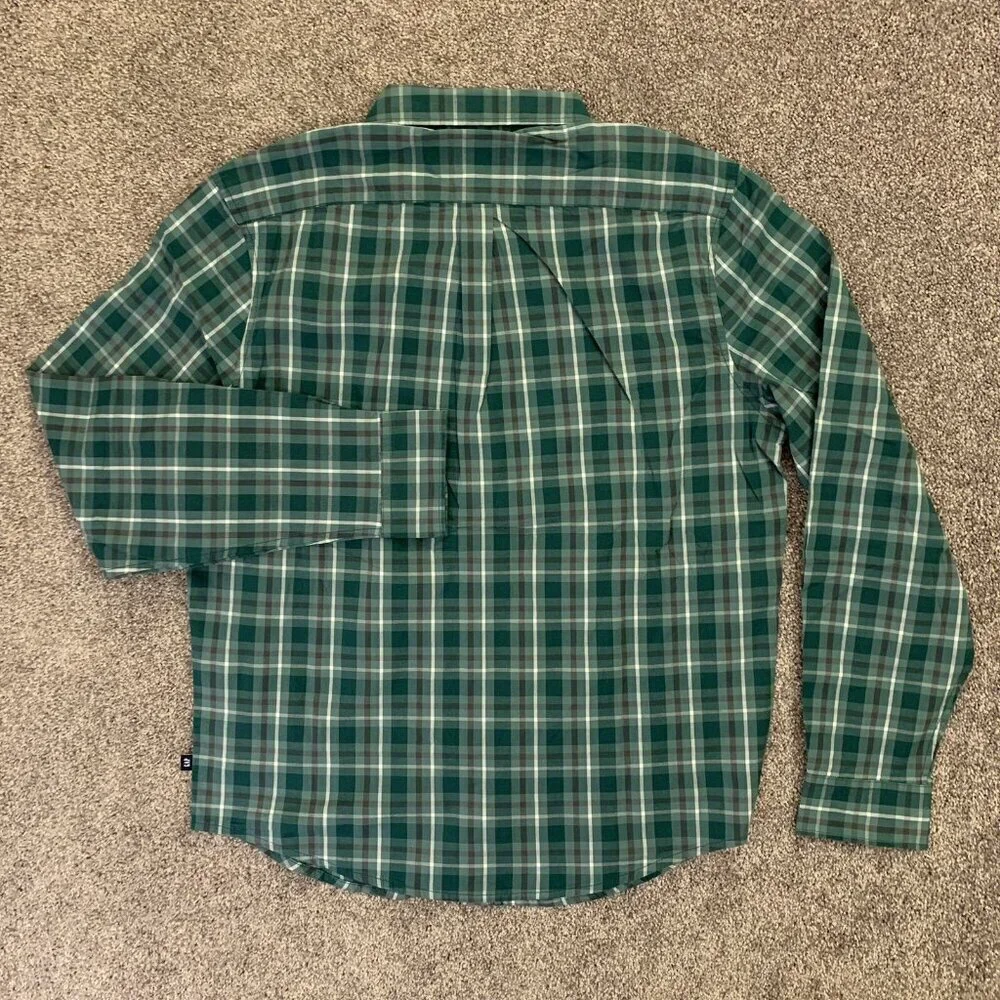 Gap Men's Long Sleeves Button Up Green Stretch Plaid Shirt Size M - NWT $49